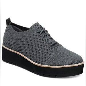 Eileen Fisher Women Gray Eddy Sustainable Stretch Knit Oxfords Preppy Minimalist